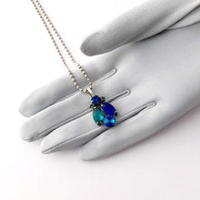 Load image into Gallery viewer, Upcycled vintage deep azure and green rhinestone pendant