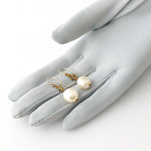 Load image into Gallery viewer, elegant pearl earrings with vintage connectors
