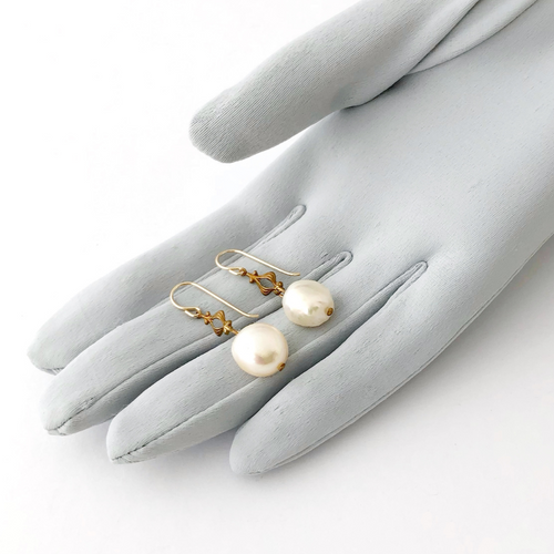 elegant pearl earrings with vintage connectors